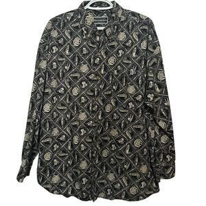 Field & Stream Mens Black Tan Fly Fishing Long Sleeve Button Down Shirt Size XL